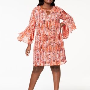 Ny Collection Plus Size Flared-Sleeve Shift Dress